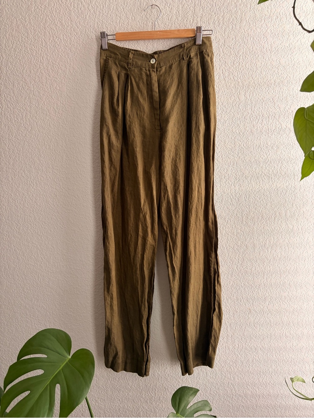 Donni Pleated Linen Trousers Size S - Picture 2 of 6